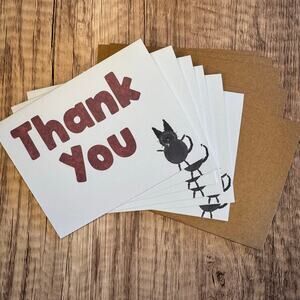 Greeting Cards Blank Cards Thank You Notes Black Cat Lover 6 w/Envelopes NEW!
